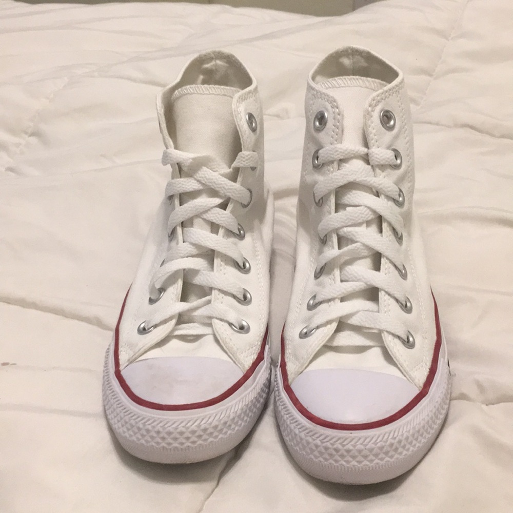 NWOT white high top converse